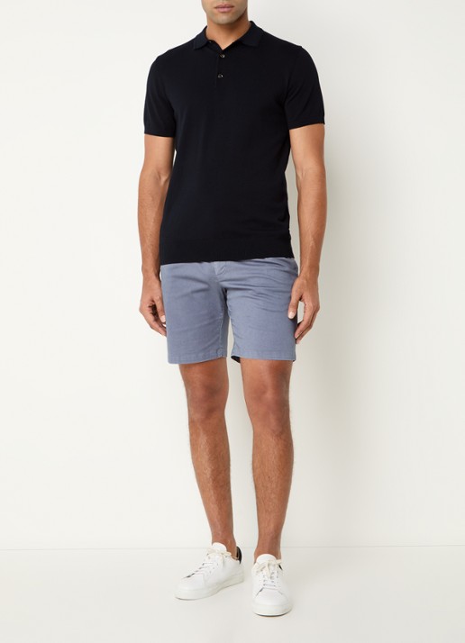Profuomo Luxury regular fit polo  met gemêleerd dessin - voorkant 4 donkerblauw
