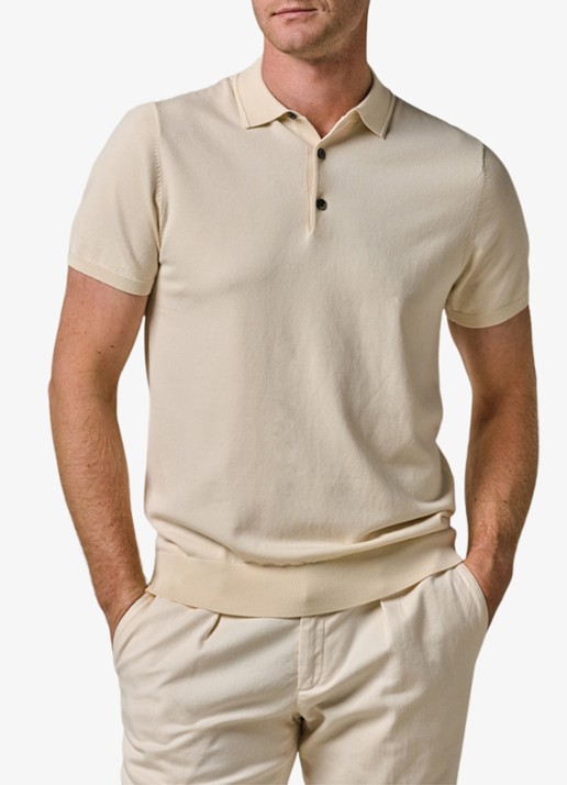 Profuomo Luxury regular fit polo met gemêleerd dessin
