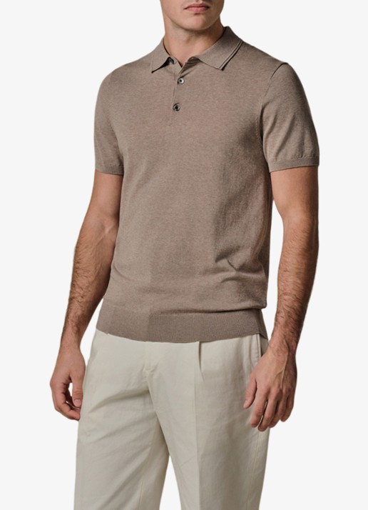 Profuomo Luxury regular fit polo met gemêleerd dessin