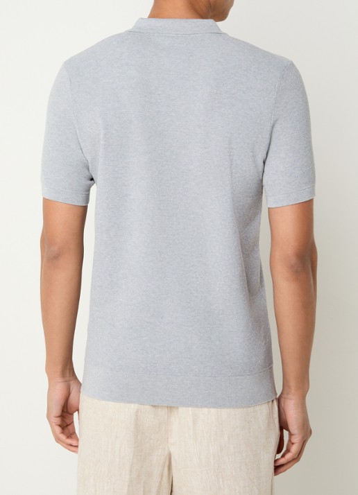 Profuomo Luxury regular fit polo   - achterkant lichtgrijs