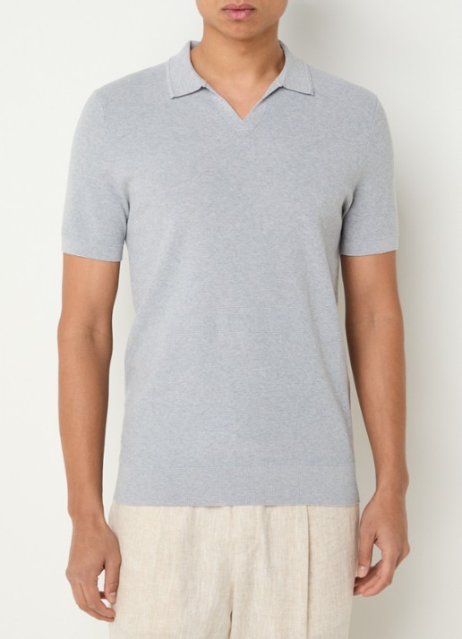 Profuomo Luxury regular fit polo   - detail 4 lichtgrijs