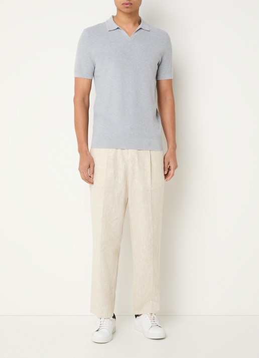 Profuomo Luxury regular fit polo   - voorkant 3 lichtgrijs