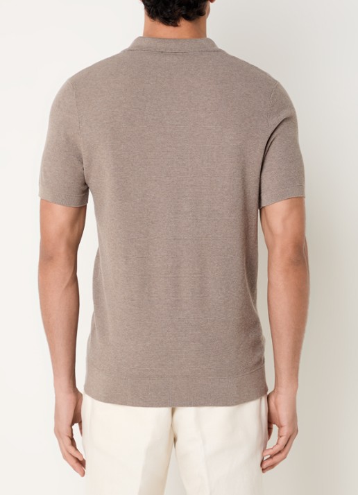 Profuomo Luxury regular fit polo   - achterkant 4 lichtbruin