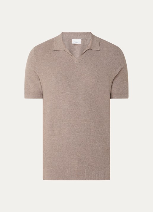Profuomo Luxury regular fit polo   - voorkant 2 lichtbruin