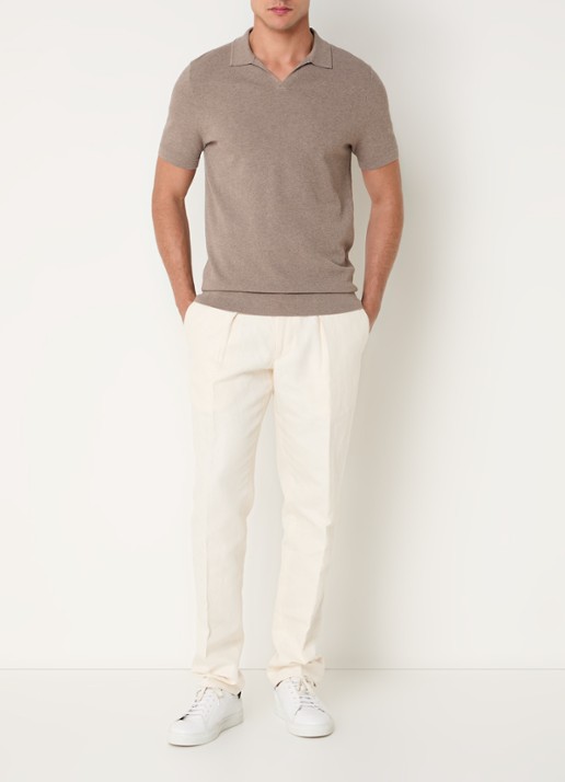 Profuomo Luxury regular fit polo   - voorkant 3 lichtbruin