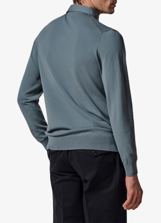 Profuomo Luxury regular fit polo - achterkant 4 blauwgrijs