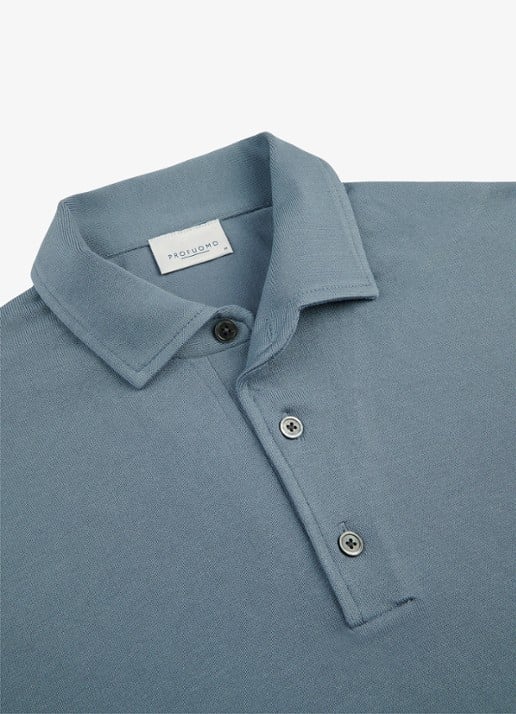 Profuomo Luxury regular fit polo - detail 2 blauwgrijs