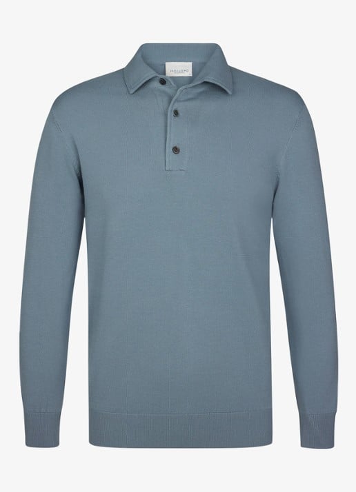 Profuomo Luxury regular fit polo - voorkant 5 blauwgrijs