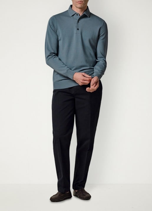 Profuomo Luxury regular fit polo - voorkant 6 blauwgrijs