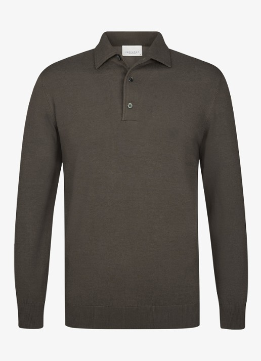 Profuomo Luxury regular fit polo - voorkant 4 bruin