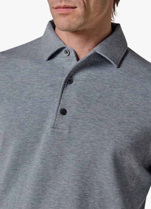 Profuomo Luxury regular fit polo - detail 3 blauw