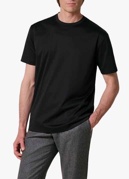 Profuomo Luxury T-shirt met stretch - detail 4 zwart
