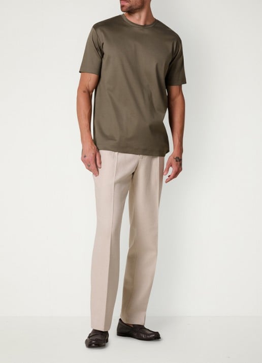Profuomo Luxury T-shirt met stretch - voorkant 2 taupe