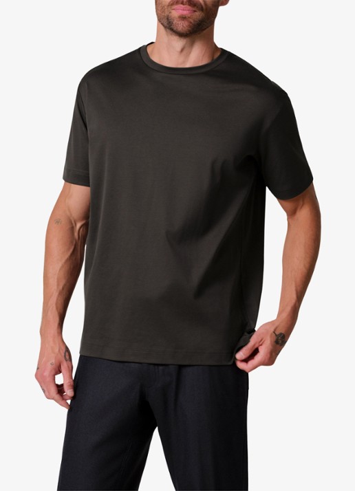 Profuomo Luxury T-shirt met stretch - detail 3 donkerbruin