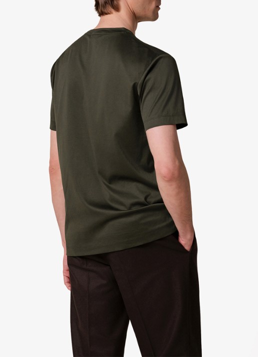 Profuomo Luxury T-shirt met stretch - achterkant 7 donkergroen