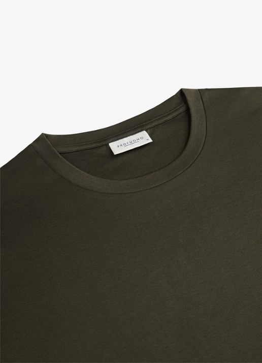 Profuomo Luxury T-shirt met stretch - detail 4 donkergroen