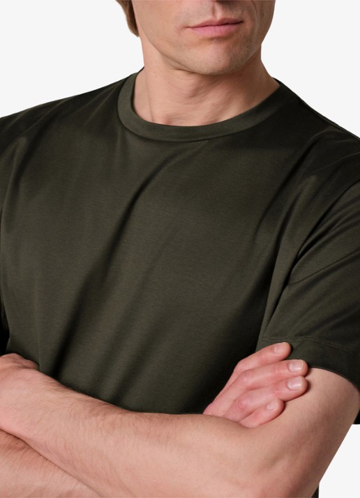 Profuomo Luxury T-shirt met stretch - detail 6 donkergroen