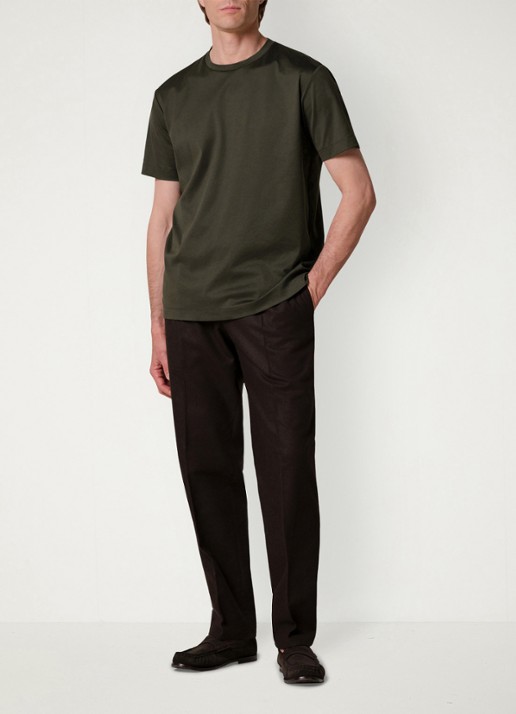 Profuomo Luxury T-shirt met stretch - voorkant 2 donkergroen