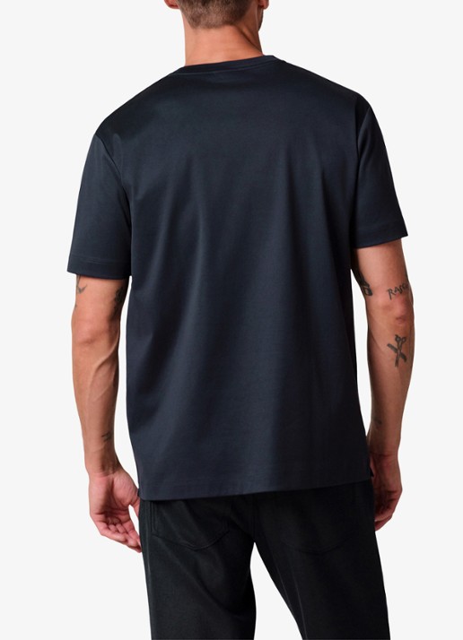Profuomo Luxury T-shirt met stretch - achterkant 3 donkerblauw