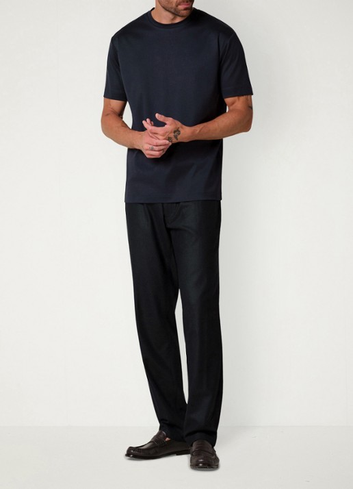 Profuomo Luxury T-shirt met stretch - voorkant 2 donkerblauw