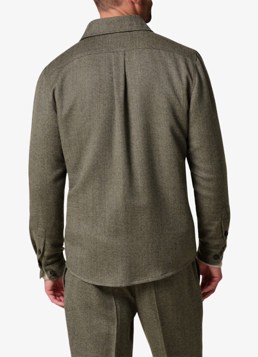 Profuomo Mouline regular fit overshirt in wol blend - achterkant 6 bruin