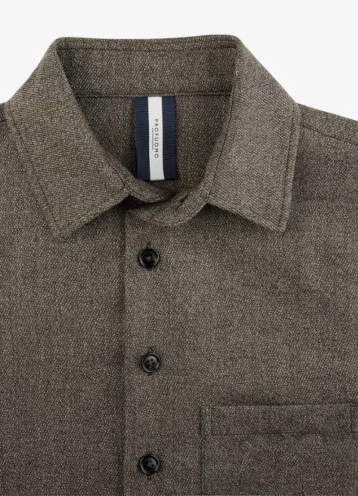 Profuomo Mouline regular fit overshirt in wol blend - detail 5 bruin