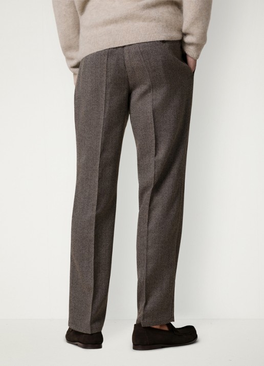 Profuomo Mouline slim fit chino in wolblend - achterkant 6 antraciet
