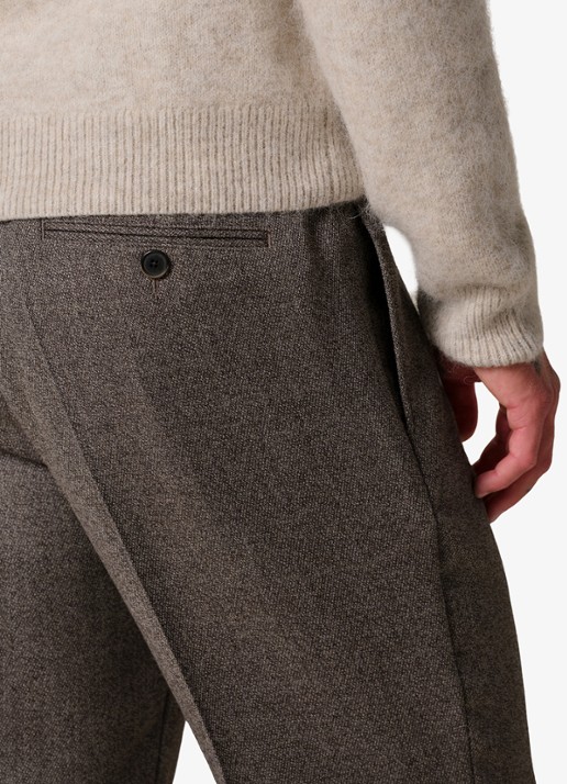 Profuomo Mouline slim fit chino in wolblend - detail 5 antraciet