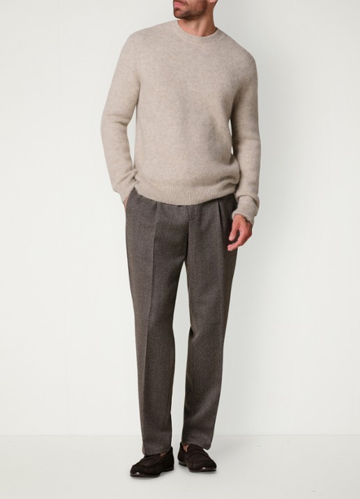 Profuomo Mouline slim fit chino in wolblend - voorkant 2 antraciet