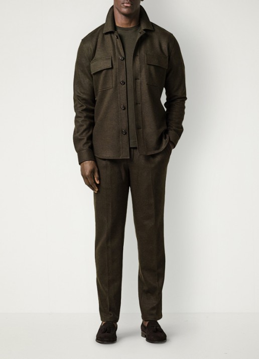 Profuomo Overshirt met borstzakken - voorkant 2 donkergroen