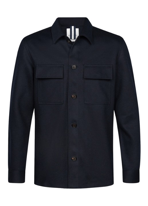 Profuomo Overshirt met borstzakken - voorkant donkerblauw
