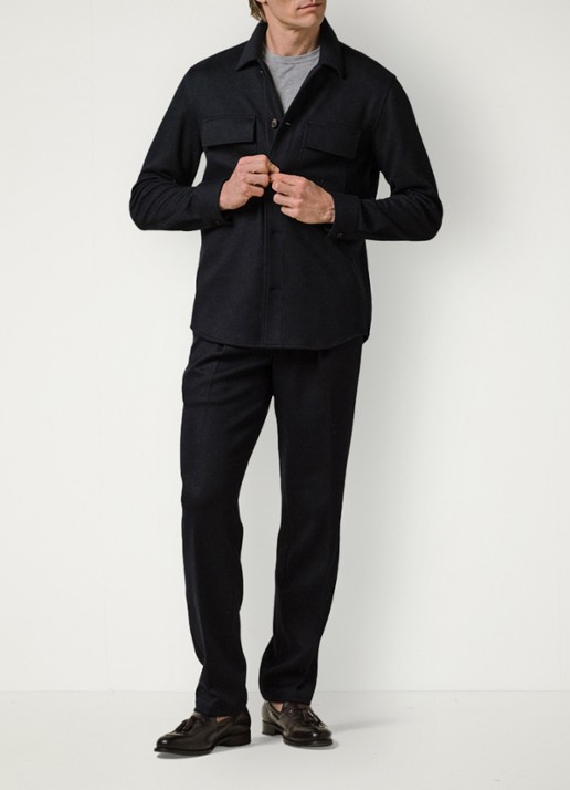 Profuomo Overshirt met borstzakken - voorkant 2 donkerblauw
