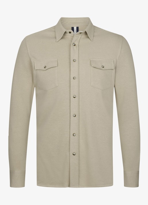 Profuomo Overshirt met borstzakken - voorkant 2 beige