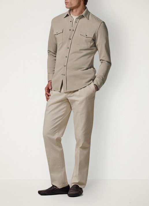 Profuomo Overshirt met borstzakken - voorkant 3 beige