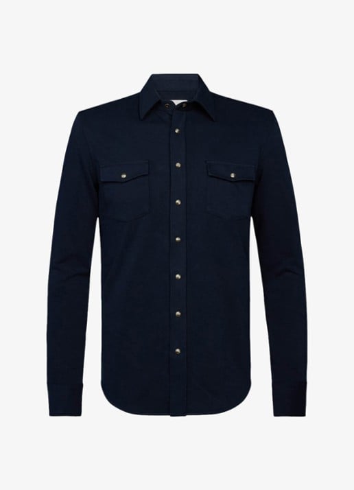 Profuomo Overshirt met borstzakken - voorkant 4 blauw
