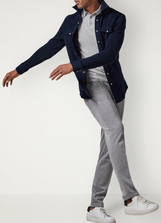 Profuomo Overshirt met borstzakken - voorkant 5 blauw