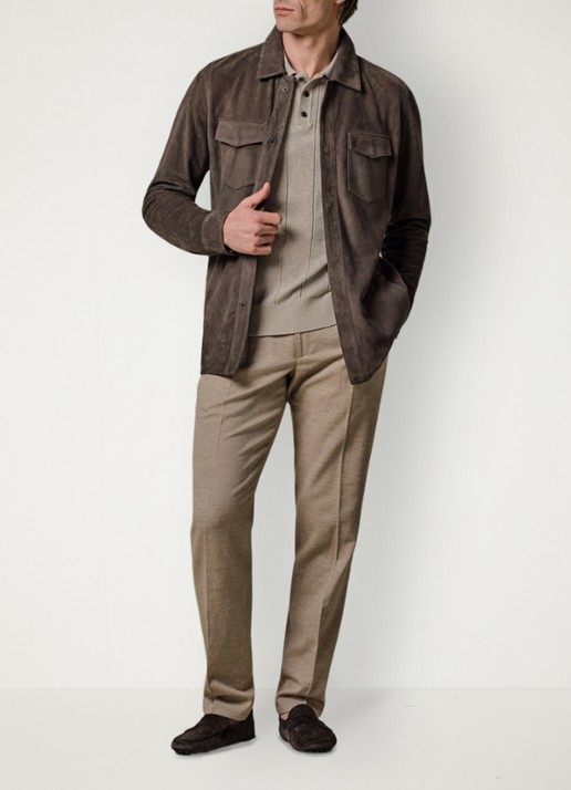 Profuomo Overshirt van suède - voorkant 3 taupe