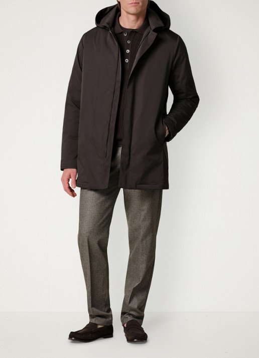 Profuomo Parka met capuchon - voorkant 2 donkerbruin