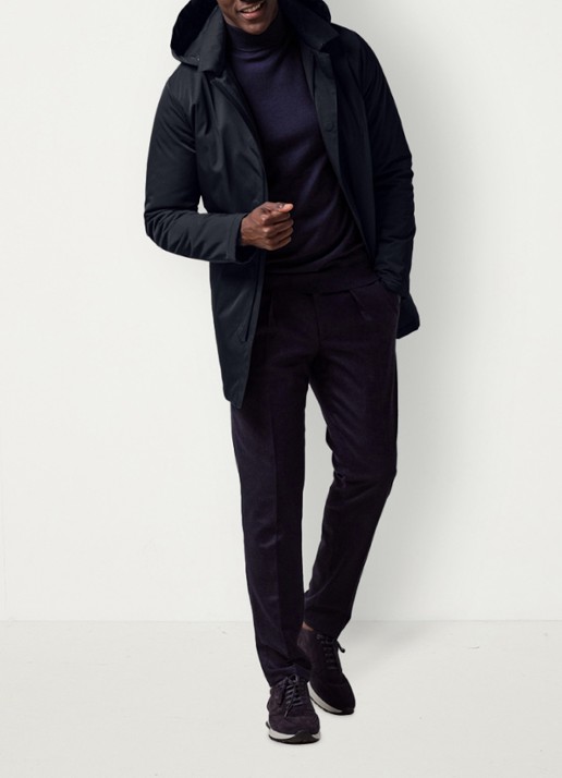Profuomo Parka met capuchon - voorkant 2 donkerblauw