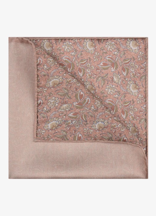 Profuomo Pochet van zijde met print - detail 2 donkerroze