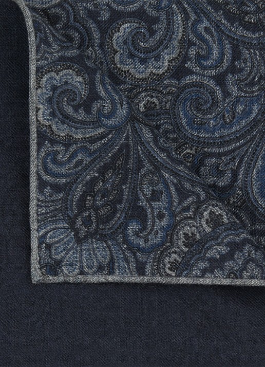 Profuomo Pochet van zijde - detail 2 donkerblauw