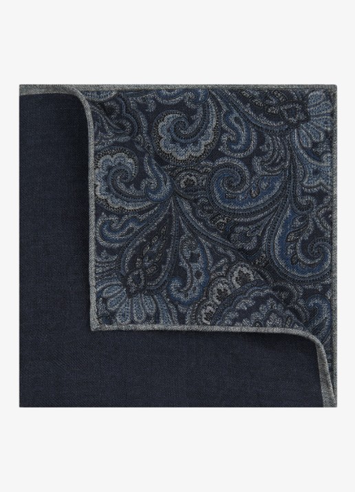 Profuomo Pochet van zijde - voorkant donkerblauw