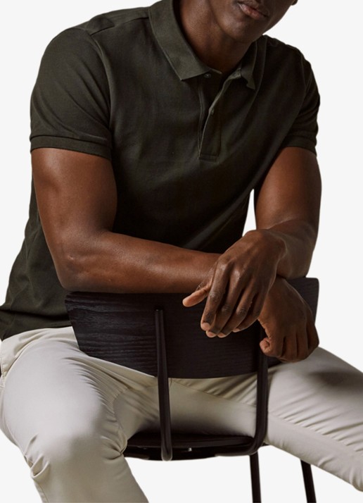 Profuomo Polo in pique - detail legergroen