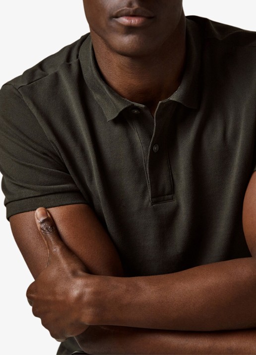 Profuomo Polo in pique - detail 2 legergroen
