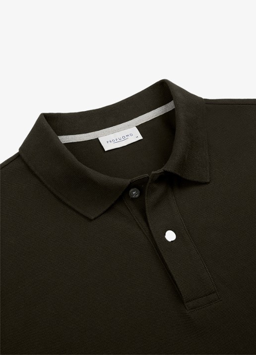 Profuomo Polo in pique - detail 3 legergroen