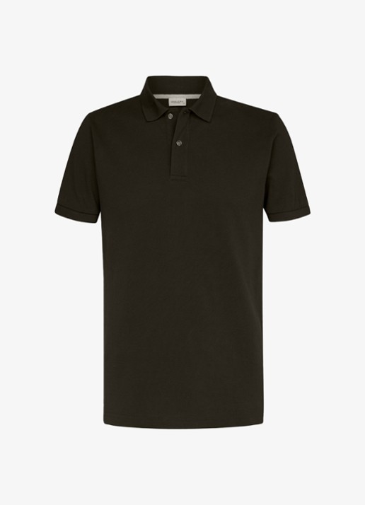 Profuomo Polo in pique - voorkant 4 legergroen