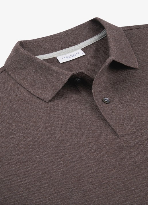 Profuomo Polo in pique - detail 3 bruin