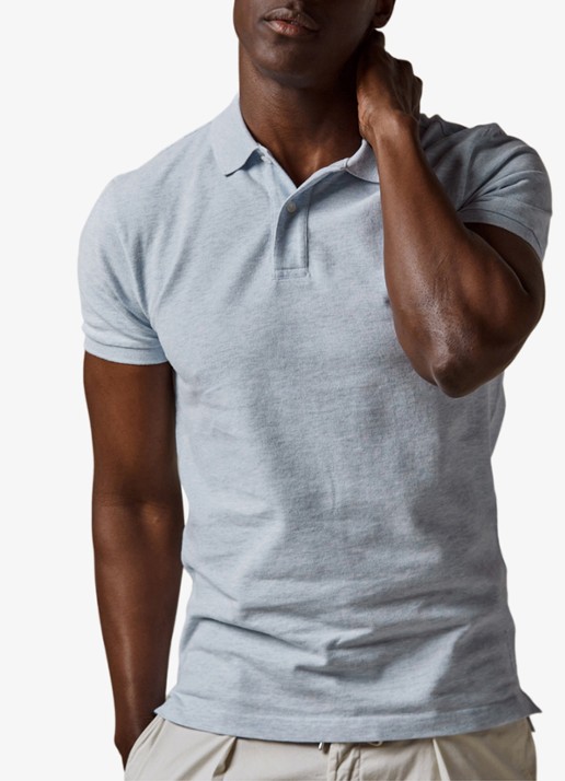Profuomo Polo in pique - detail 3 lichtblauw