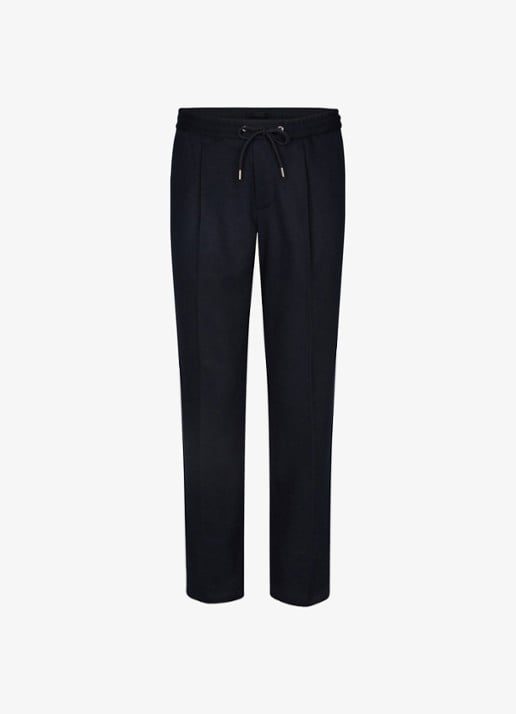Profuomo Regular fit broek in wolblend - voorkant 5 donkerblauw