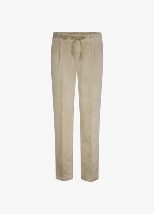 Profuomo Regular fit broek van corduroy - voorkant 5 beige